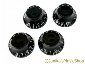 4 LES PAUL ELECTRIC GUITAR TOP HAT KNOBS BLACK